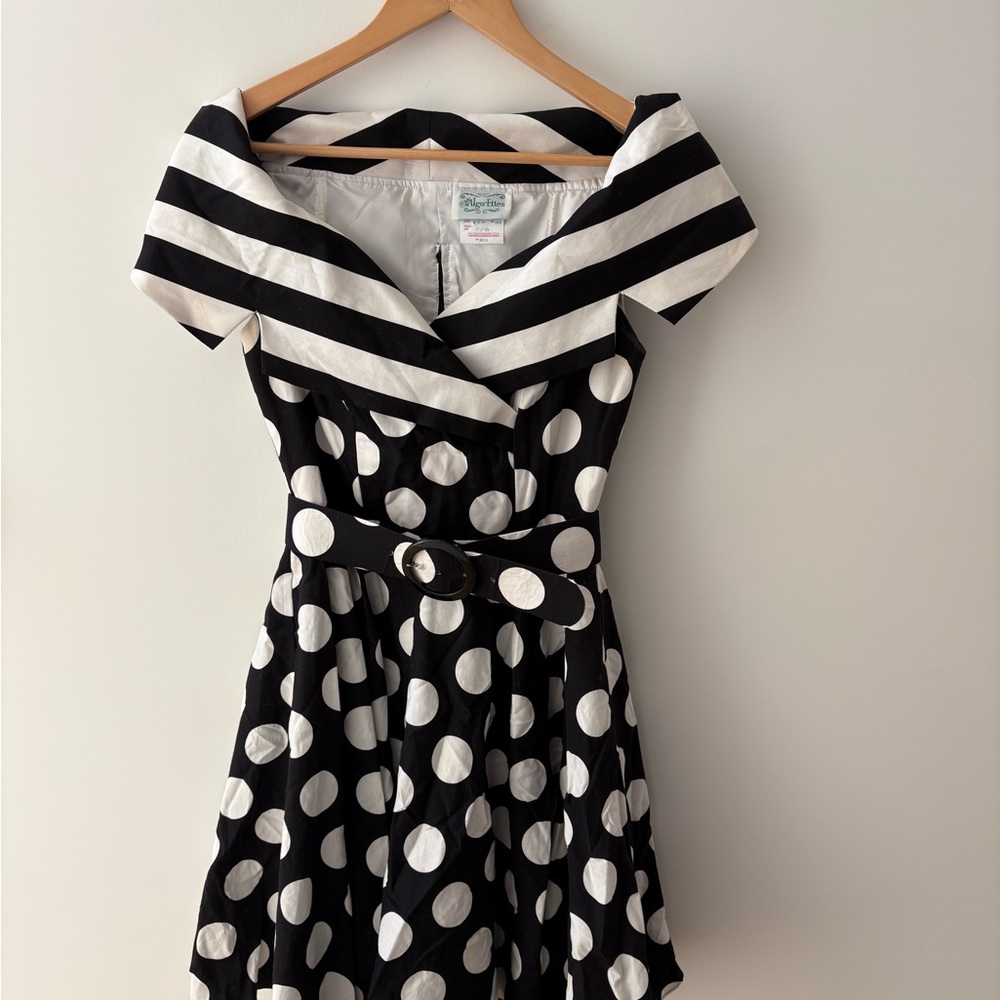 Vintage Black and White Polka Dot Dress